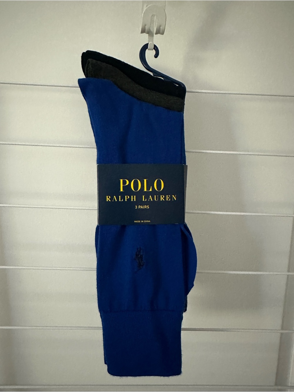 Polo by Ralph Lauren Men's Crew Socks in Royal Blue with Black Trim (3 Pairs)